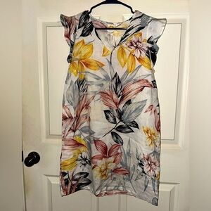 C&C California women’s tropical floral linen mini dress S summer vacation beach